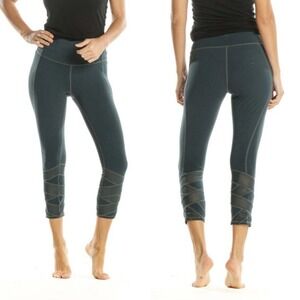 Athleta | Mesh Mantra Cropped Capri Leggings in Teal Blue